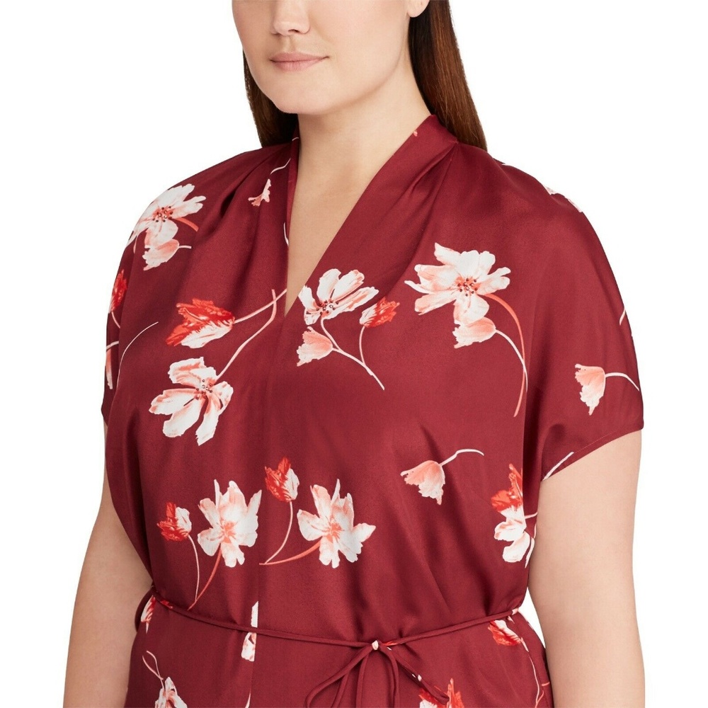 LAUREN WOMAN Ralph Lauren V-Neck Crepe Shirt Dress - Picture 4 of 6